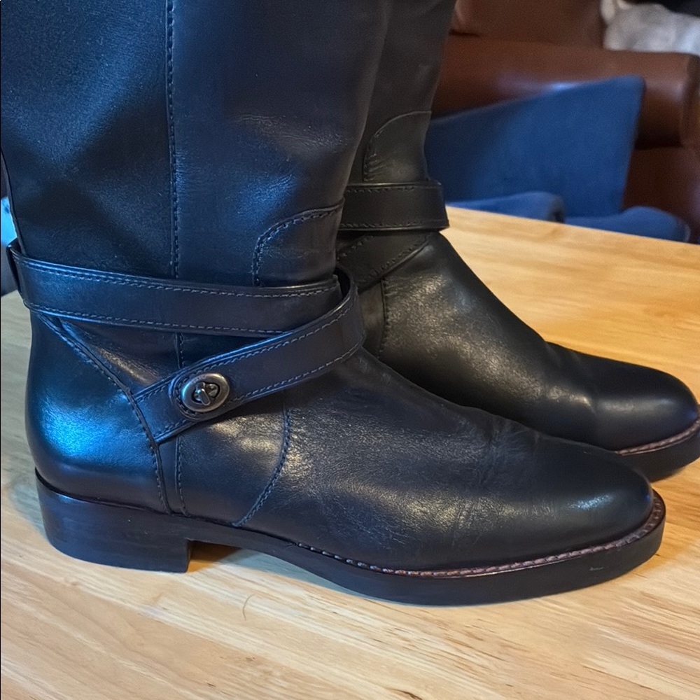 Coach Black Leather Knee-High Boots
